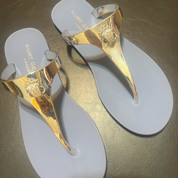 Kurt Geiger London Maddison T-Bar Metallic Silver and Blue Sandals Size 6 NEW - Picture 5 of 14